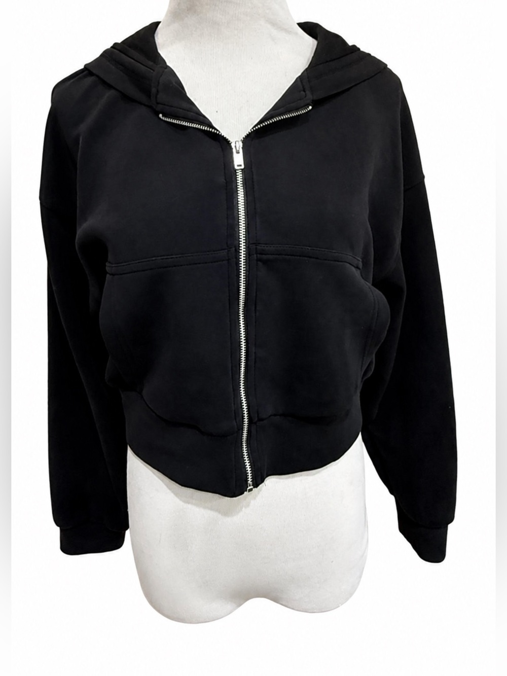stradivarius Black Zip-Up Hoodie super soft size small